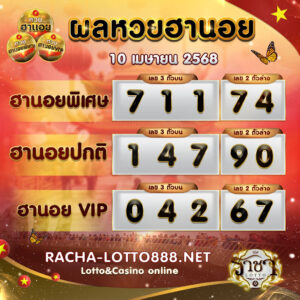 ผลหวยฮานอย 10 เมษายน 2568 rachalotto888