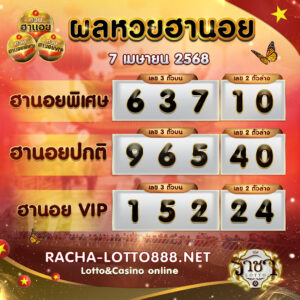 ผลหวยฮานอย 7 เมษายน 2568 rachalotto888